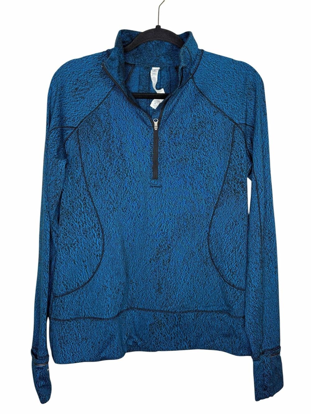 LULULEMON / Rush Hour 1/2 zip pullover athletic jacket blue black jacquard / 10